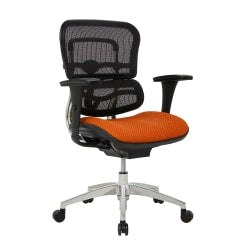 WorkPro 12000 Series Ergonomic Mesh/Premium Fabric Mid-Back Chair, Black/Tangerine, BIFMA Compliant