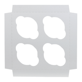 BOXit Corporation Cupcake Inserts, 4-Compartment, 7in x 7in, White, Pack Of 100