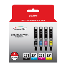 Load image into Gallery viewer, Canon CLI-251 Black And Cyan, Magenta, Yellow Ink Cartridges, Pack Of 4, 6513B004