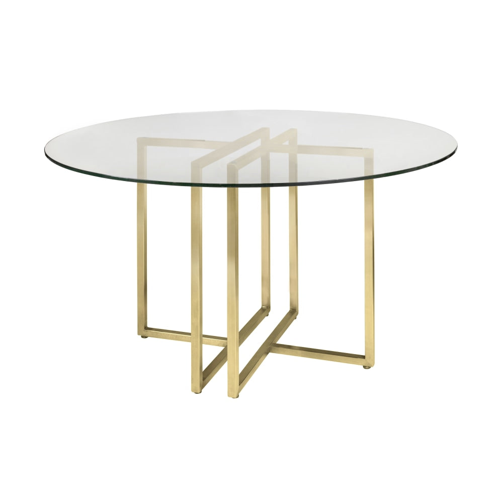Eurostyle Legend Round Dining Table, 30inH x 48inW x 48inD, Matte Brushed Gold/Clear