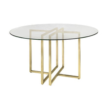 Load image into Gallery viewer, Eurostyle Legend Round Dining Table, 30inH x 48inW x 48inD, Matte Brushed Gold/Clear