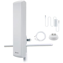 Load image into Gallery viewer, ANTOP &quot;Big Boy&quot; AT-402BV Outdoor HDTV Antenna | Smartpass Amplified - Upto 75 Mile Range - UHF, VHF - 470 MHz to 700 MHz, 87 MHz to 230 MHz - 35 dB - HDTV Antenna, Indoor, Outdoor - White - Wall/Roof/Attic/Desktop - Multi-directional