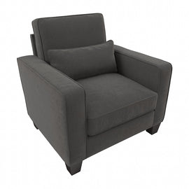 Bush Furniture Stockton Accent Chair With Arms, Charcoal Gray Herringbone Fabric, Standard Delivery