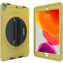 Load image into Gallery viewer, CTA Digital Protective Case with Build in 360 deg. Rotatable Grip Kickstand for iPad 7th/ 8th/ 9th Gen 10.2, iPad Air 3, iPad Pro 10.5, Yellow - Impact Resistant, Drop Resistant - Silicone Body - Hand Strap - 10.3in Height x 7.3in Width x 0.8in Depth - 1