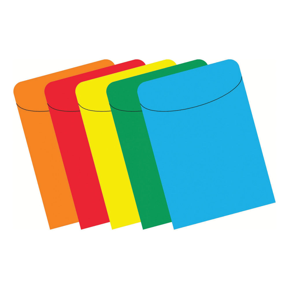 Top Notch Teacher Products Primary Pockets, 5 1/2in x 3 1/2in, Assorted Colors, Case Of 500