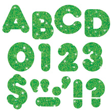 Load image into Gallery viewer, TREND Ready Letters, Casual Uppercase, 4in, Green Sparkle, Pre-K - Grade 12, Pack Of 72