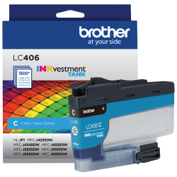 Brother LC406 INKvestment Cyan Ink Tank, LC406C