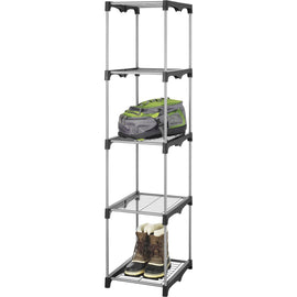 Whitmor Storage Rack - 5 Tier(s) - 67.9in Height x 19.5in Width15.5in Length - Floor - Heavy Duty, Durable, Hanging Bar - Silver - Metal, Resin