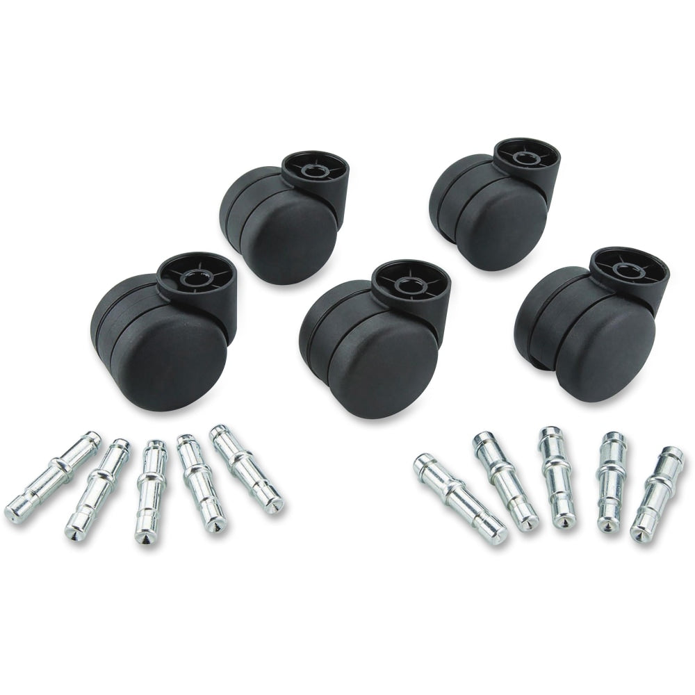 Master Caster Deluxe Futura Non-Hooded Carpet Casters - 2.13in Diameter - 120 lb - Nylon - Matte Black - 5 / Set