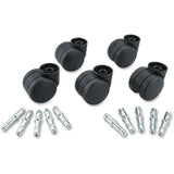 Master Caster Deluxe Futura Non-Hooded Carpet Casters - 2.13in Diameter - 120 lb - Nylon - Matte Black - 5 / Set