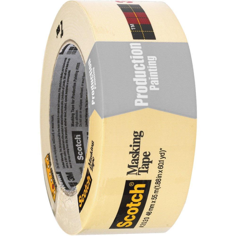 3M 2020 Masking Tape, 3in Core, 2in x 180ft, Natural, Case Of 12