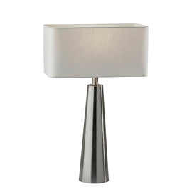 Adesso Lillian Table Lamp, 25-1/2inH, White Shade/Brushed Steel Base