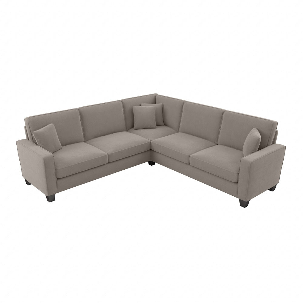 Bush Furniture Stockton 99inW L-Shaped Sectional Couch, Beige Herringbone Fabric, Standard Delivery