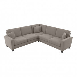 Bush Furniture Stockton 99inW L-Shaped Sectional Couch, Beige Herringbone Fabric, Standard Delivery