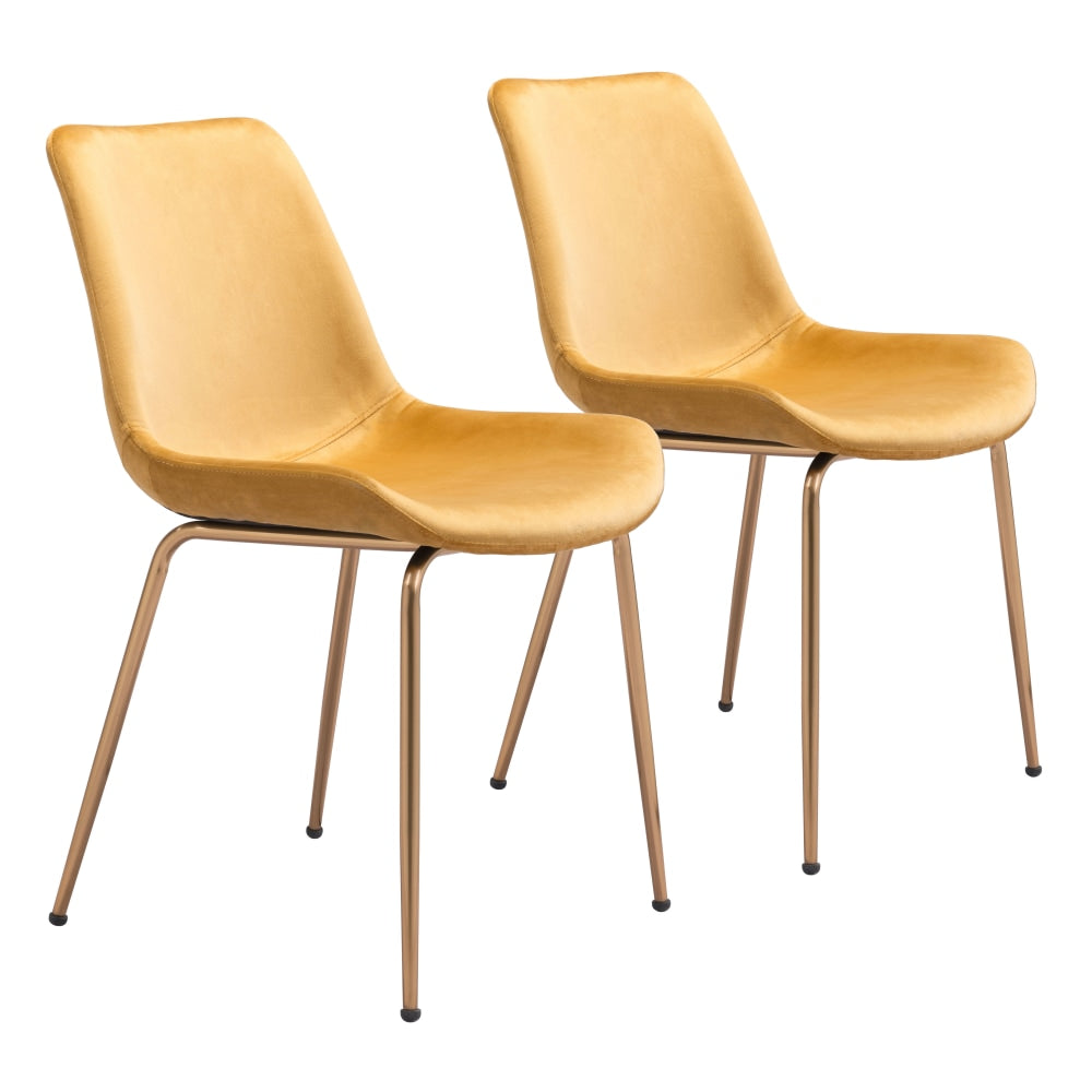 Zuo Modern Tony Dining Chairs, Yellow/Gold, Set Of 2 Chairs