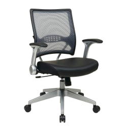 Office Star Space Seating 67 Series Ergonomic Air Grid/Bonded Leather Mid-Back Chair, Black