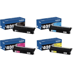 Brother TN431 Black And Cyan, Magenta, Yellow Toner Cartridges, Pack Of 4, TN431SET-OD