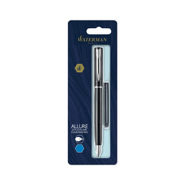 Waterman Allure Fountain Pen, Fine Point, 0.5 mm, Black Barrel, Blue Ink