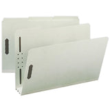 Smead Pressboard Fastener Folders, 3in Expansion, Legal Size, 100% Recycled, Gray/Green, Pack Of 25