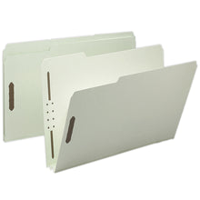 Load image into Gallery viewer, Smead Pressboard Fastener Folders, 2in Expansion, Legal Size, 100% Recycled, Gray/Green, Pack Of 25
