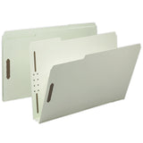 Smead Pressboard Fastener Folders, 2in Expansion, Legal Size, 100% Recycled, Gray/Green, Pack Of 25
