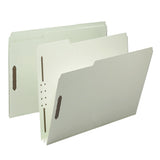 Smead Pressboard Fastener Folders, 2in Expansion, Letter Size, 100% Recycled, Gray/Green, Pack Of 25