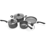 Starfrit 7-Piece Aluminum Cookware Set - 7 Pieces - Cooking, Frying, Sauce - Dishwasher Safe - Oven Safe - 3 quart - 1.90 quart - 1.25 gal - 10in Frying Pan - Black, Silver - Aluminum Body - Bakelite Handle