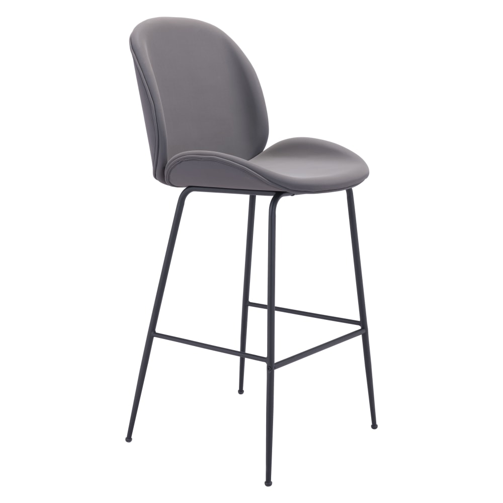 Zuo Modern Miles Bar Chair, Gray/Black
