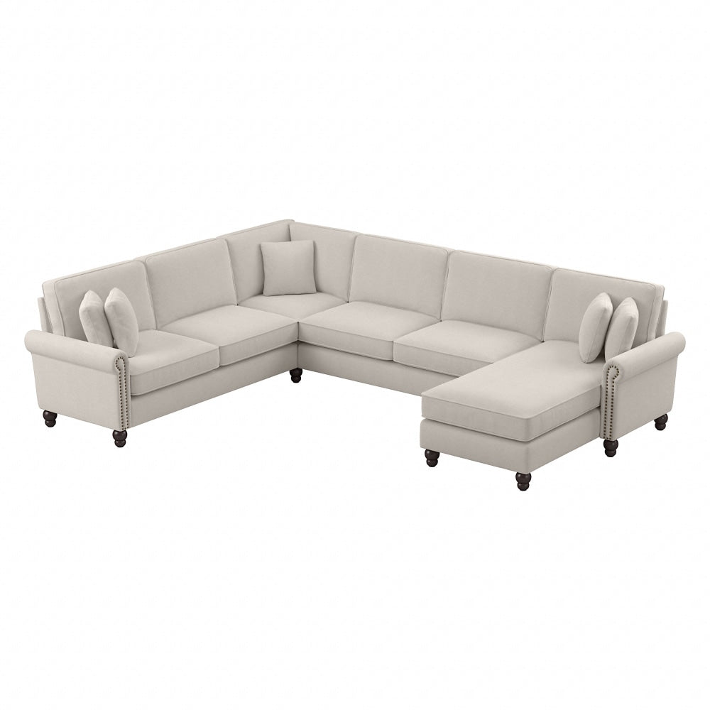 Bush Furniture Coventry 128inW U-Shaped Sectional Couch With Reversible Chaise Lounge, Light Beige, Standard Delivery