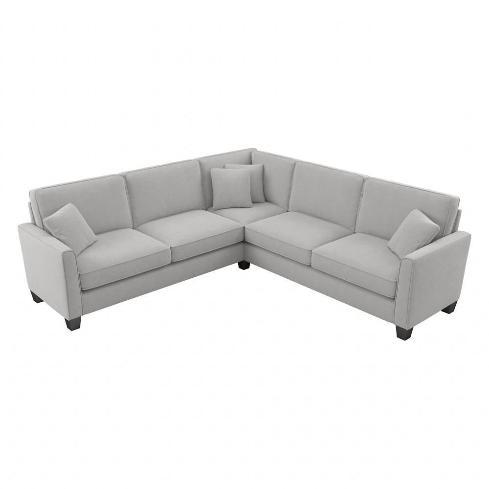Bush Furniture Flare L-Shaped Sectional Couch, 35-3/4inH x 99-1/16inW x 99-1/16inD, Light Gray Microsuede Fabric, Standard Delivery