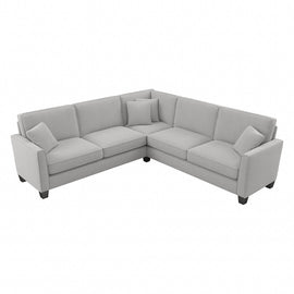 Bush Furniture Flare L-Shaped Sectional Couch, 35-3/4inH x 99-1/16inW x 99-1/16inD, Light Gray Microsuede Fabric, Standard Delivery