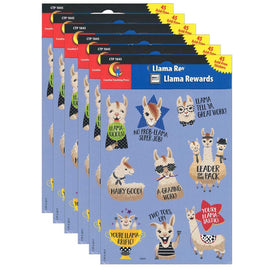 Creative Teaching Press Bold & Bright Llama Rewards Stickers, Assorted Colors, 45 Stickers Per Pack, Set Of 6 Packs