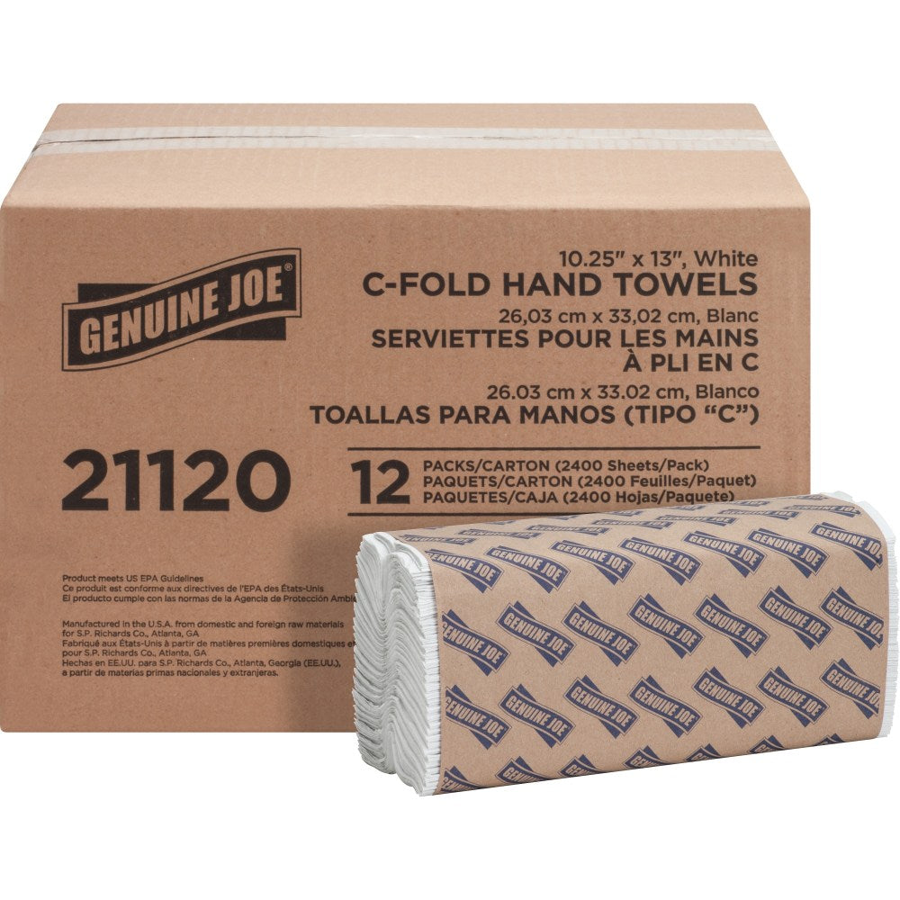 Genuine Joe C-Fold Paper Towels - 1 Ply - C-fold - 13in x 10.13in - White - Absorbent, Embossed - For Washroom, Restroom, Public Facilities - 200 Per Pack - 864 / Pallet