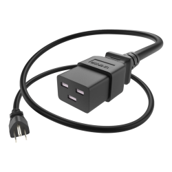 UNC Group - Power cable - NEMA 5-15P (P) to IEC 60320 C19 - 250 V - 15 A - 10 ft - black - North America