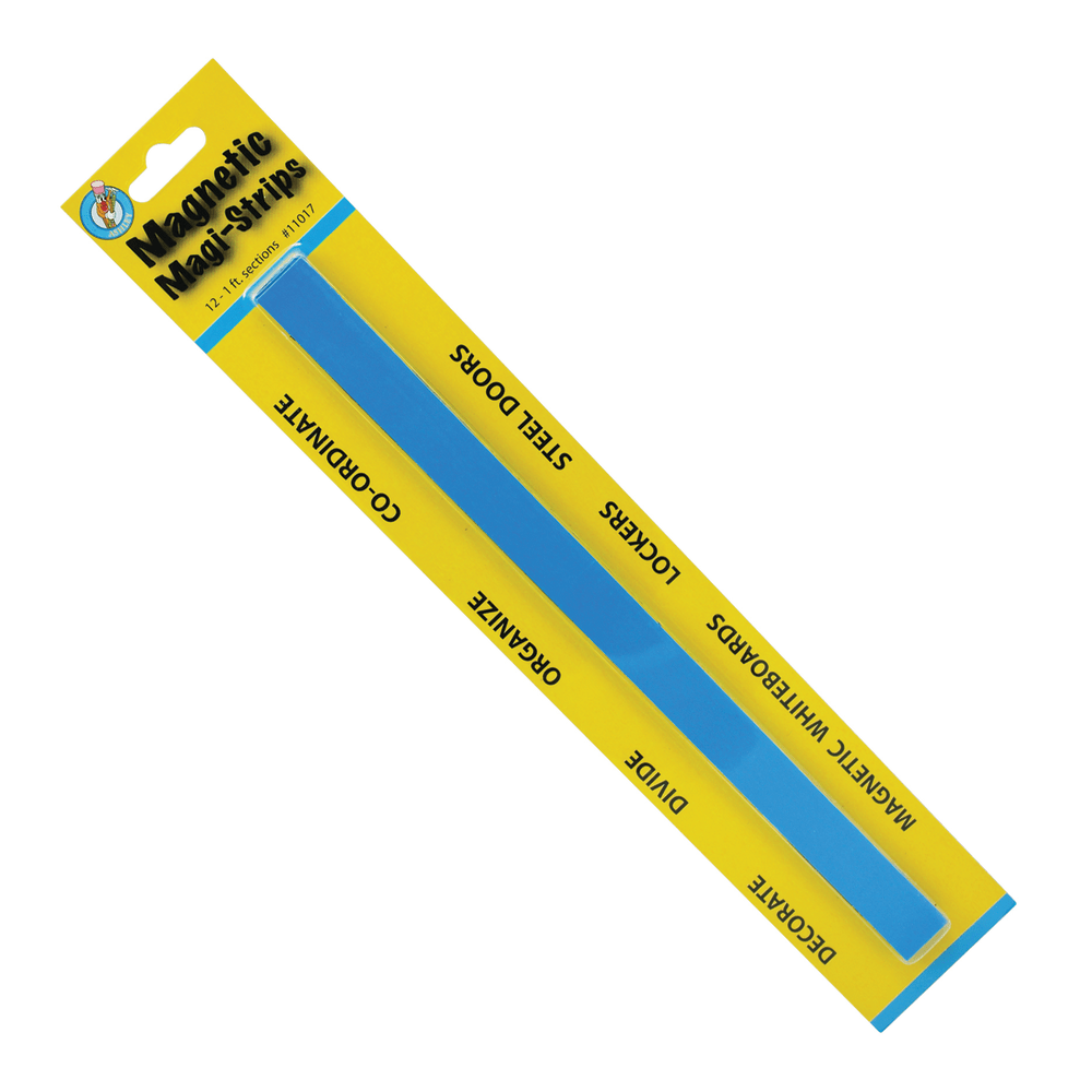 Ashley Productions MAGI-STRIPS Magnetic Strips, 12inH x 13/16inW x 1/16inD, Blue, 12 Strips Per Pack, Set Of 5 Packs