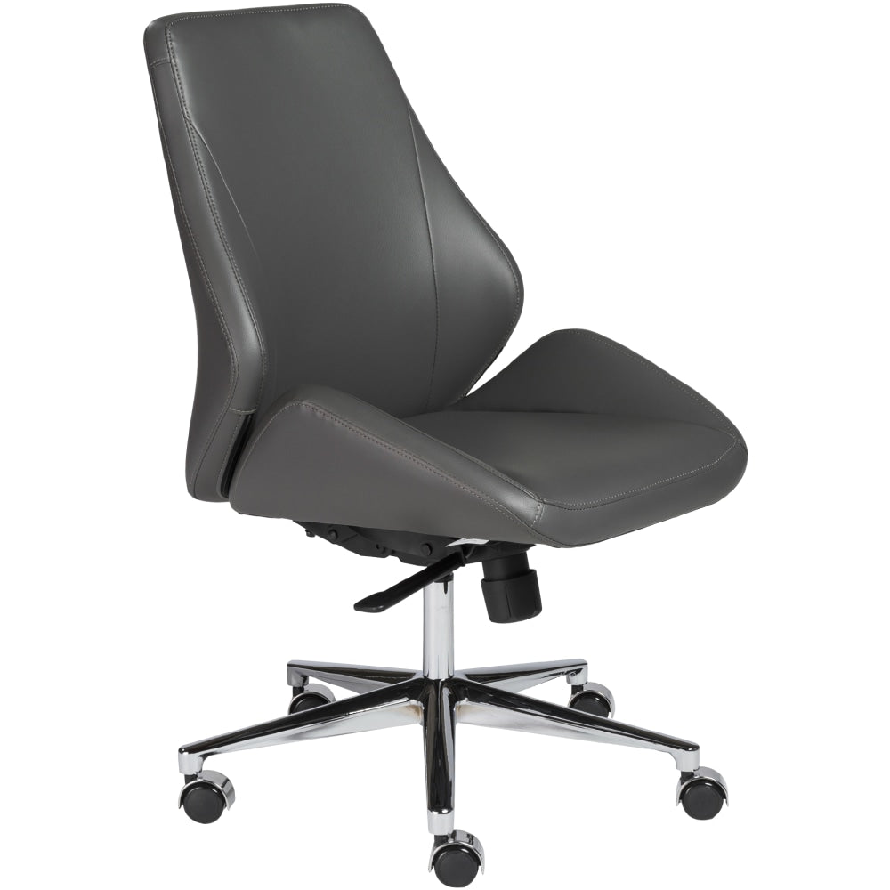 Eurostyle Bergen Armless Faux Leather Low-Back Commercial Office Chair, Chrome/Gray