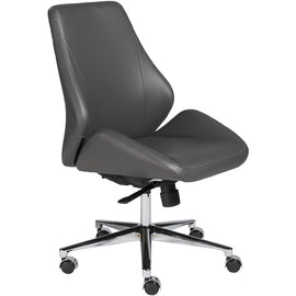 Eurostyle Bergen Armless Faux Leather Low-Back Commercial Office Chair, Chrome/Gray