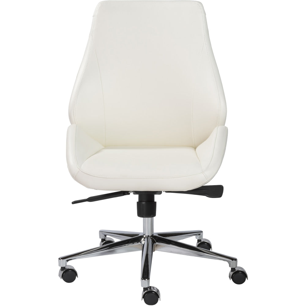 Eurostyle Bergen Armless Faux Leather Low-Back Commercial Office Chair, Chrome/White