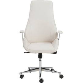 Eurostyle Bergen Faux Leather High-Back Commercial Office Chair, Chrome/White