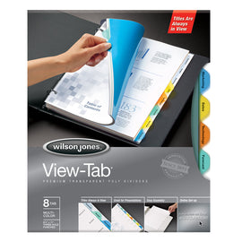 Wilson Jones View-Tab Transparent Dividers, 8-Tab, Round, Multicolor