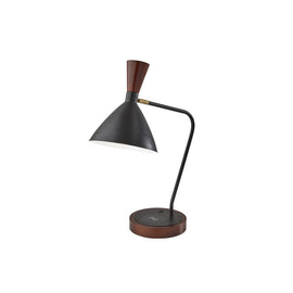 Adesso Arlo AdessoCharge Desk Lamp, 21inH, Black/Walnut