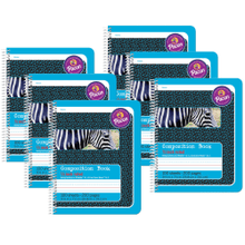 Load image into Gallery viewer, Pacon Primary Composition Books, 7-1/2in x 9-3/4in, 1/2in Ruled, 200 Pages (100 Sheets), Blue/Zebra, Pack Of 6 Notebooks