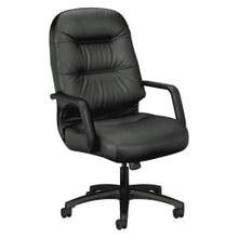 Load image into Gallery viewer, HON Pillow-Soft Ergonomic Bonded Leather Executive Chair With Fixed Loop Arms, Black