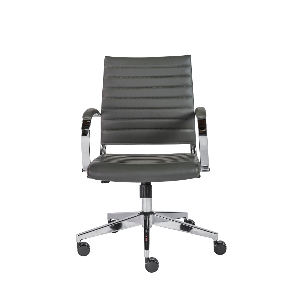 Eurostyle Brooklyn Faux Leather Low-Back Commercial Office Chair, Chrome/Gray