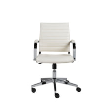 Load image into Gallery viewer, Eurostyle Brooklyn Faux Leather Low-Back Commercial Office Chair, Chrome/White