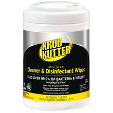Load image into Gallery viewer, Krud Kutter Pro One-Step Cleaner and Disinfectant Wipes, 6in x 6in, White, 160 Wipes Per Container, Pack Of 12 Containers