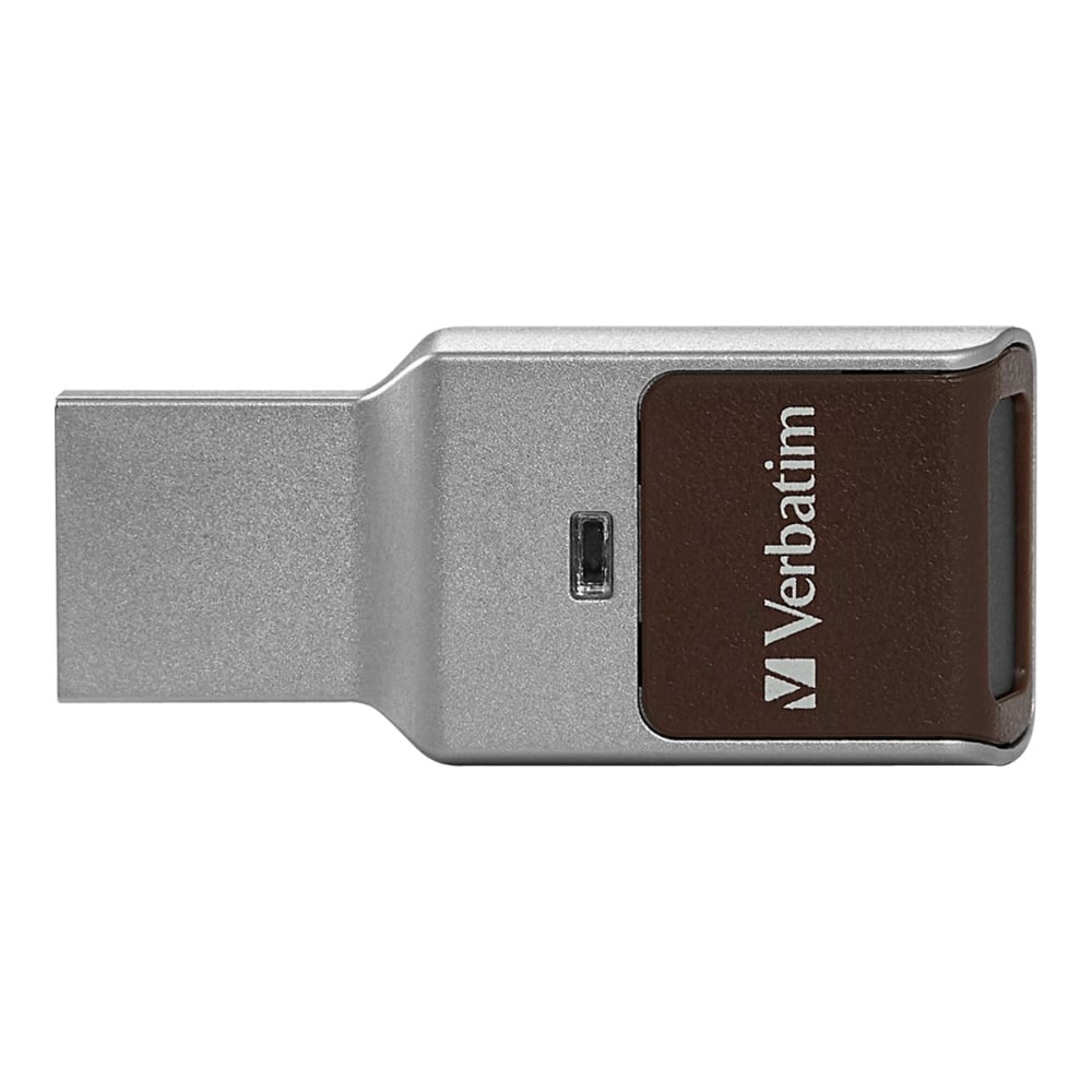 Verbatim Fingerprint Secure USB 3.0 Flash Drive - 128 GB - USB 3.0 - Silver - 256-bit AES - Lifetime Warranty - 1 Each