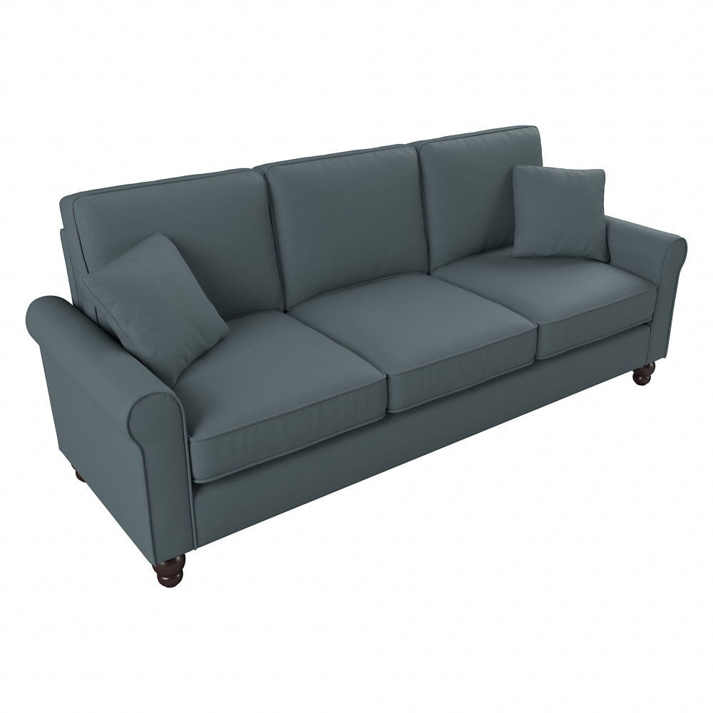 Bush Furniture Hudson 85inW Sofa, Turkish Blue Herringbone, Standard Delivery