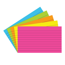 Load image into Gallery viewer, Top Notch Teacher Products Brite Lined Index Cards, 3in x 5in, Assorted Colors, 75 Cards Per Pack, Case Of 10 Packs