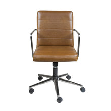 Load image into Gallery viewer, Eurostyle Leander Faux Leather Low-Back Office Chair, Brushed Nickel/Brown